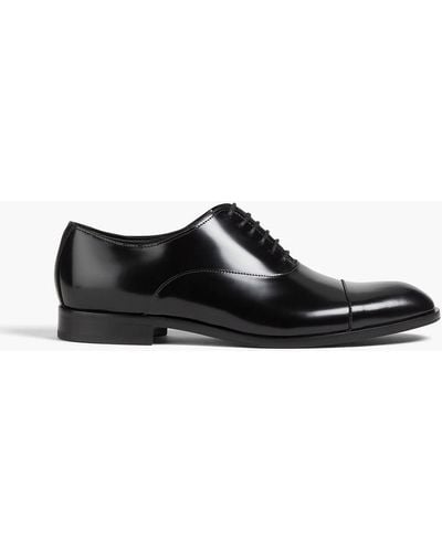 Emporio Armani Glossed Leather Oxford Shoes - Black