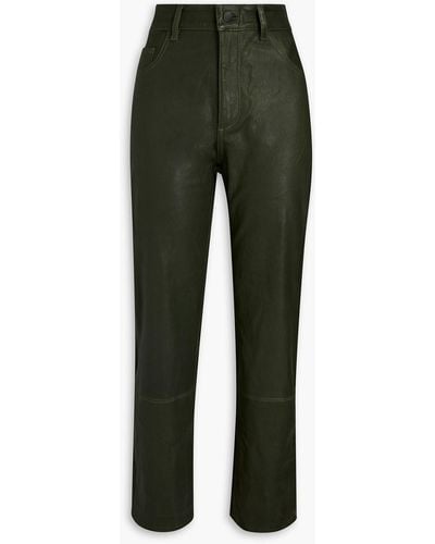 DL1961 Cropped Leather Straight-leg Trousers - Green