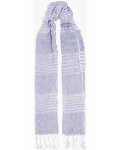 Eskandar Striped Linen Scarf - Purple
