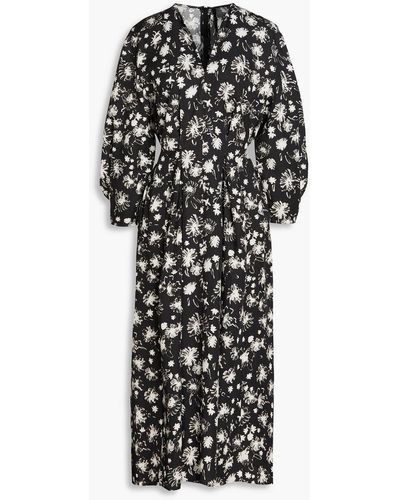 Mother Of Pearl Emily Floral-print Lyocell-twill Midi Dress - Black