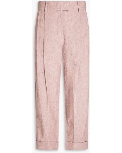 Brunello Cucinelli Linen Tapered Pants - Pink