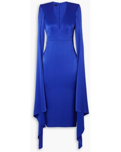Alex Perry Vander Cape-effect Satin-crepe Midi Dress - Blue