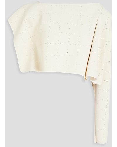 Maticevski Ballade One-sleeve Cropped Perforated Crepe Top - White