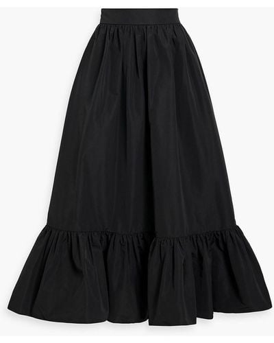 Valentino Garavani Ruffled Cotton-blend Faille Midi Skirt - Black