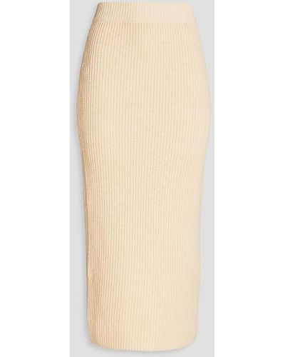 A.L.C. Olive Ribbed Cotton-blend Midi Skirt - Natural