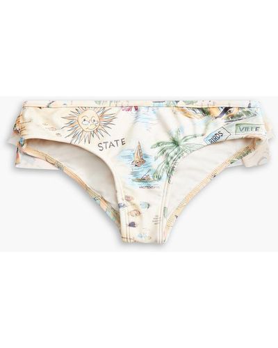 Zimmermann Kids kirra bikini-höschen mit rüschen und print - Weiß