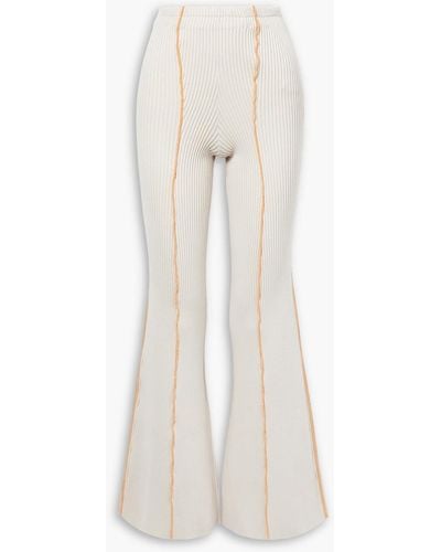 Acne Studios Ribbed Wool-blend Flared Pants - White