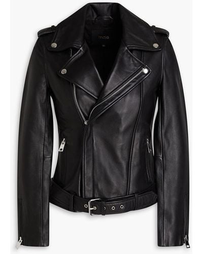 Maje Leather Biker Jacket - Black
