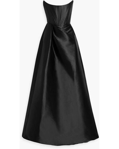 Alex Perry Denver trägerlose robe aus glänzendem crêpe mit drapierung - Schwarz
