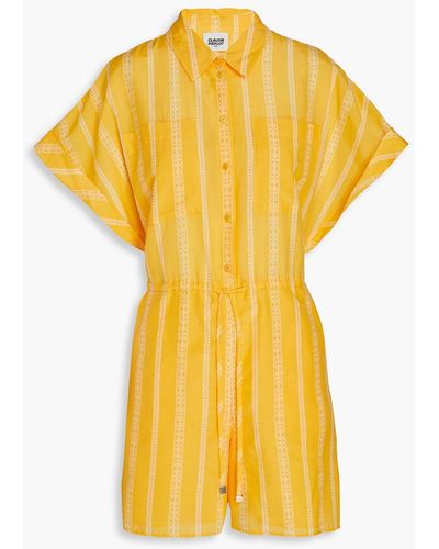 Claudie Pierlot Printed Cotton And Silk-blend Voile Playsuit - Yellow