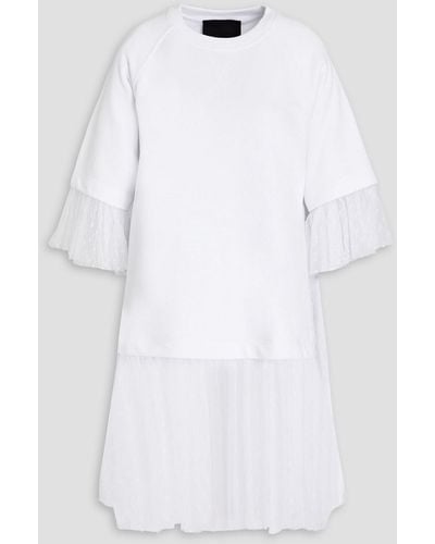RED Valentino Point D'esprit-paneled French Cotton-terry Top - White