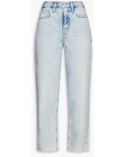 FRAME Le jane hoch sitzende cropped jeans mit geradem bein und fransen - Blau