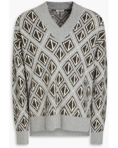Dior Jacquard-knit Wool And Cashmere-blend Sweater - Grey