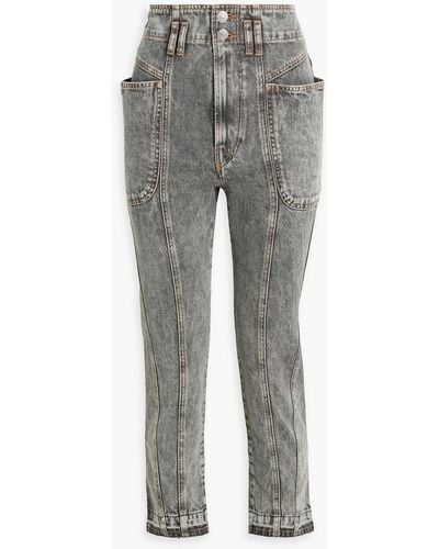 Isabel Marant Tucscon Cropped Acid-wash Slim-leg Jeans - Gray