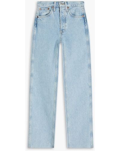 RE/DONE 90s Distressed High-rise Straight-leg Jeans - Blue