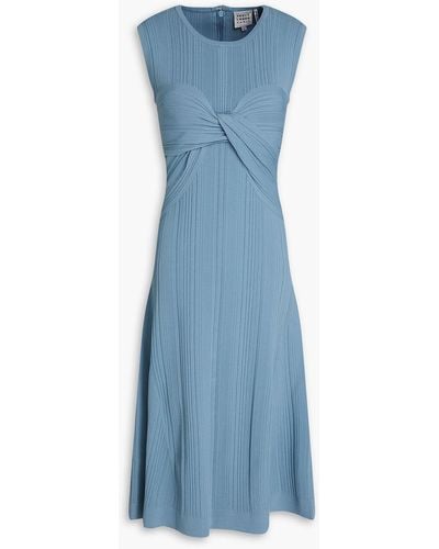 Hervé Léger Twisted Ribbed-knit Midi Dress - Blue