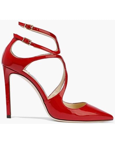Jimmy Choo Lancer 100 Patent-leather Court Shoes - Red