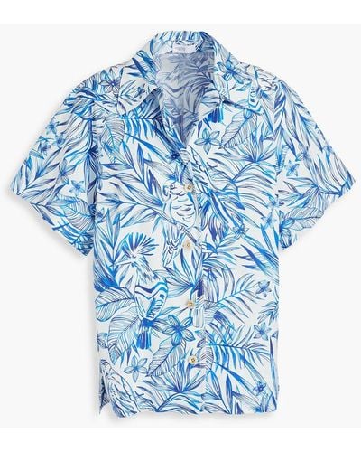 Rosetta Getty Floral-print Cotton-poplin Shirt - Blue