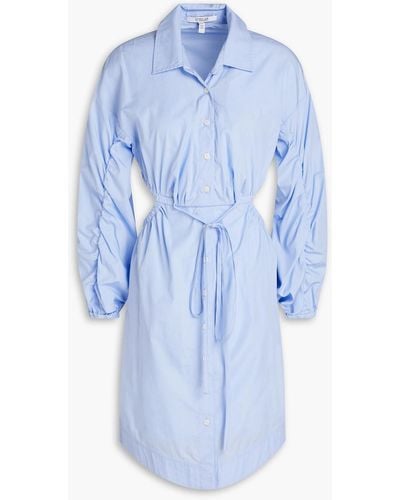 10 Crosby Derek Lam Jayce Gathered Cutout Cotton-poplin Mini Shirt Dress - Blue