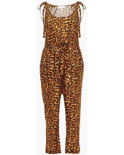 Zimmermann Gathered Leopard-print Silk Crepe De Chine Jumpsuit - Brown