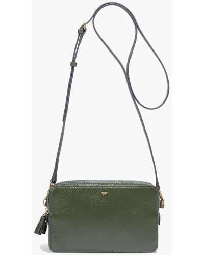Anya Hindmarch Quilted Smooth And Glossed Textured-leather Shoulder Bag - Green