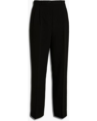 Tory Burch Pleated Cady Tapered Trousers - Black