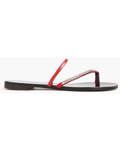 Giuseppe Zanotti Crystal-embellished Leather Thong Sandals - Red