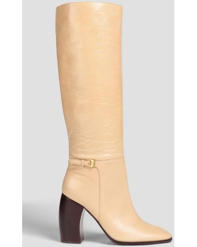 Tory Burch Buckled Pebbled-leather Boots - White