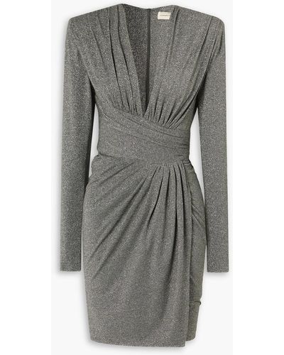 Alexandre Vauthier Wrap-effect Stretch-jersey Mini Dress - Gray
