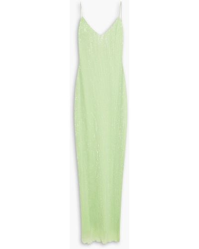Rosetta Getty Sequined Tulle Maxi Slip Dress - Green