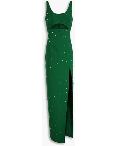 Rachel Gilbert Aliyah Cutout Crystal-embellished Crepe Gown - Green