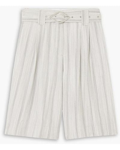 Ganni Belted Striped Voile Shorts - White