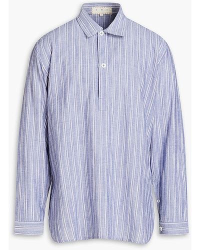 SMR Days Embroidered Striped Cotton-chambray Shirt - Blue