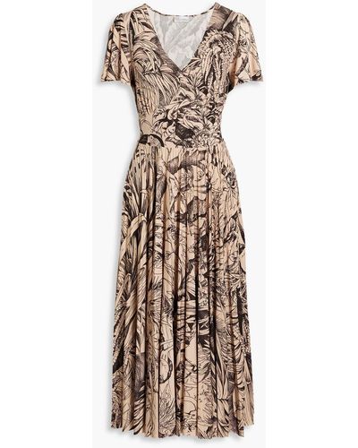 RED Valentino Point D'esprit-trimmed Printed Stretch-jersey Midi Dress - Natural