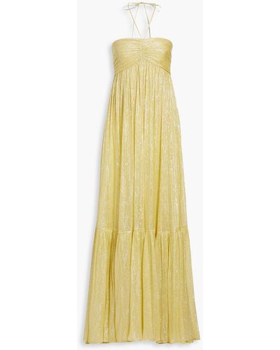 Halston Reia Silk And Lurex®-blend Halterneck Gown - Metallic
