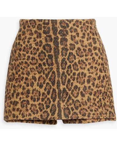 Valentino Garavani Skirt-effect Leopard-print Wool And Cotton-blend Shorts - Natural