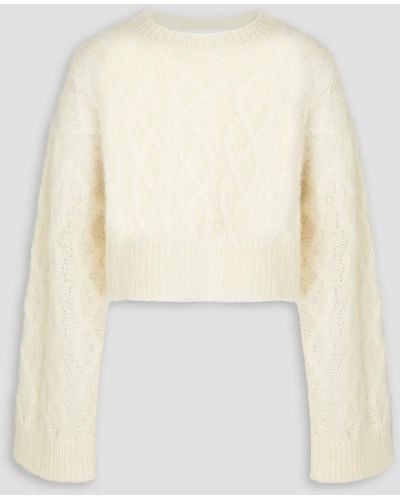 REMAIN Birger Christensen Cropped Cable-knit Mohair-blend Jumper - White