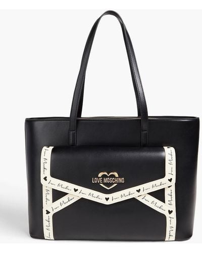 Love Moschino Embroidered Faux Leather Tote - Black
