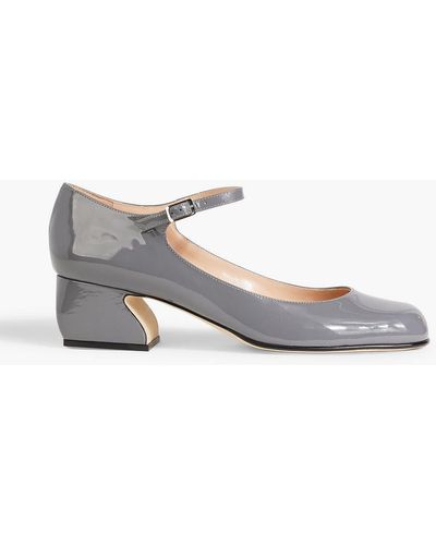 Sergio Rossi Patent-leather Mary Jane Pumps - Gray