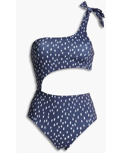 Eberjey Ikat Stroke Ibiza One-shoulder Cutout Printed Swimsuit - Blue