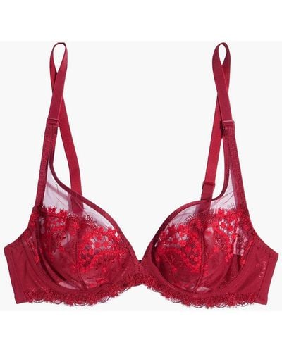 Simone Perele Lace-trimmed Embroidered Tulle Underwired Bra
