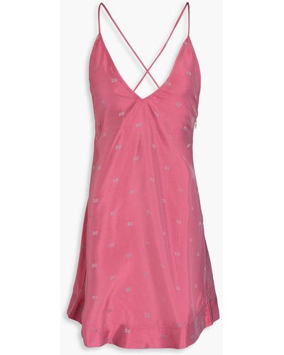 Ganni Jacquard Mini Slip Dress - Pink