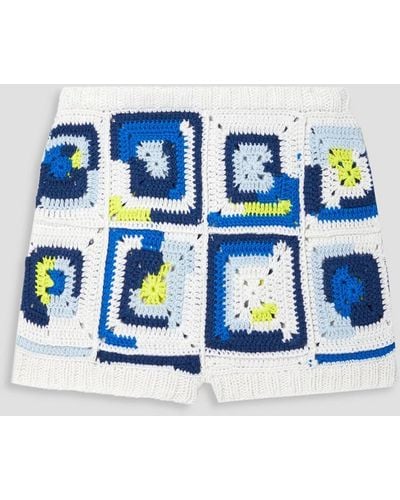 Sea Crocheted Wool-blend Shorts - Blue