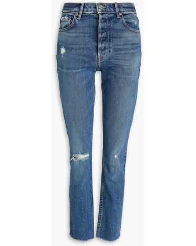 GRLFRND Distressed High-rise Skinny Jeans - Blue