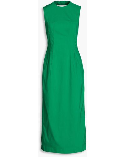 Sara Battaglia Twill Midi Dress - Green