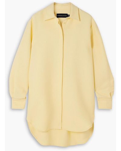 Brandon Maxwell The Phillippa Wool And Silk-blend Crepe Mini Shirt Dress - Yellow