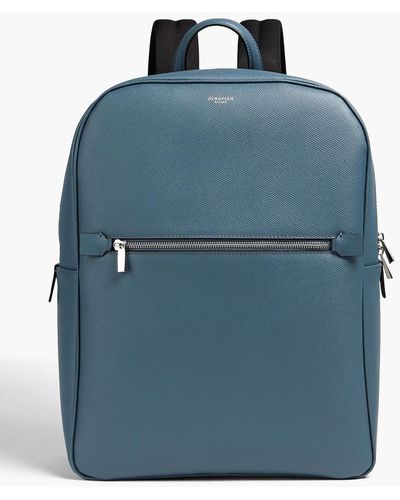 Serapian Textured-leather Backpack - Blue