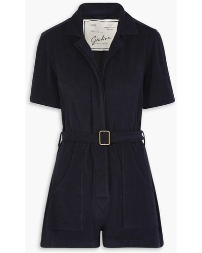 Giuliva Heritage Sienna Belted Stretch-cotton Terry Playsuit - Blue