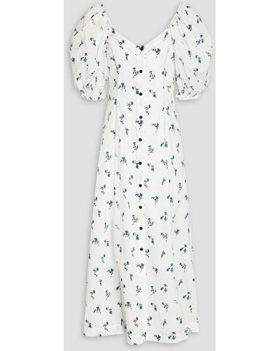 Day Birger et Mikkelsen Cynthia Floral-print Organic Cotton-poplin Midi Shirt Dress - White