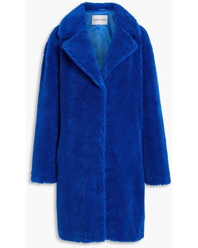 Stand Studio Camille Faux Shearling Coat - Blue